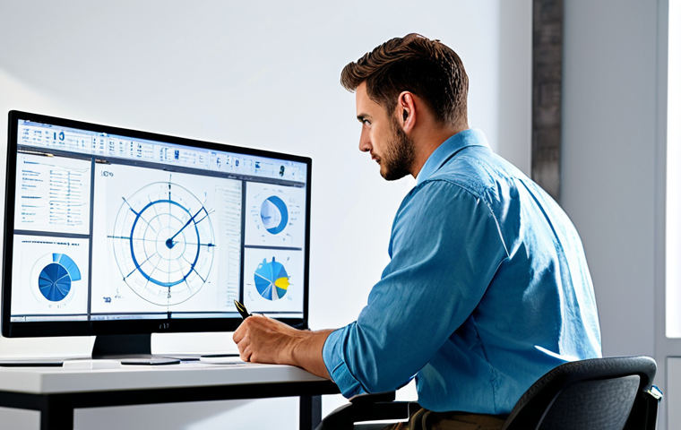 A focused male character designer in a modern, well-organized studio, sitting at a clean desk. He is fully clothed in a professional, modest collared shirt and neat trousers. On his large monitor, a detailed project timeline and a character design blueprint are visible, representing meticulous planning. He holds a pen, thoughtfully reviewing his schedule. The room is brightly lit, showcasing an atmosphere of efficiency and clarity. perfect anatomy, correct proportions, natural pose, well-formed hands, proper finger count, natural body proportions, safe for work, appropriate content, professional dress, high quality, professional photography, sharp focus, vibrant colors, detailed.