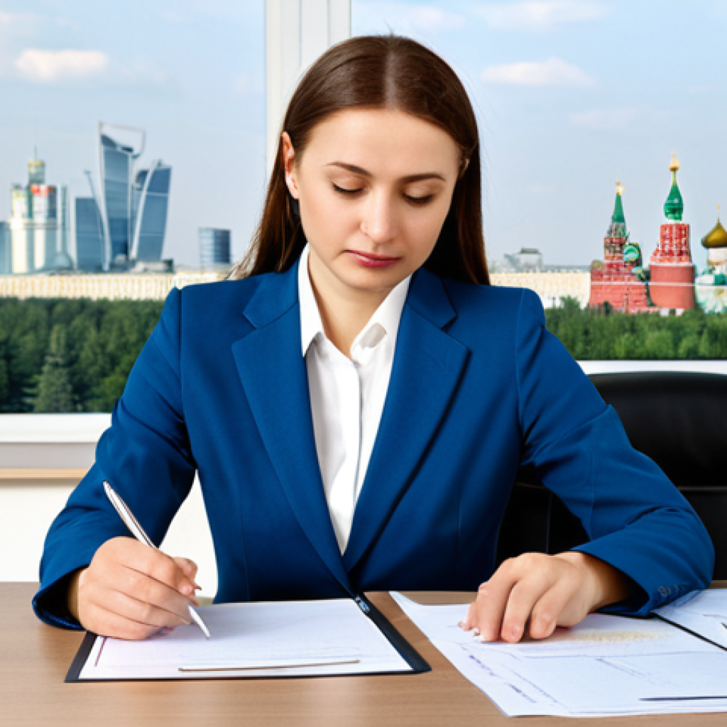 Businesswoman in a Modern Office**

"A professional businesswoman in a modest business suit, sitting at a desk in a modern office in Moscow, fully clothed, appropriate attire, safe for work, perfect anatomy, natural proportions, professional photography, high quality. She is reviewing documents with a focused expression. The office is bright and airy with a view of the Moscow skyline. Family-friendly."

**