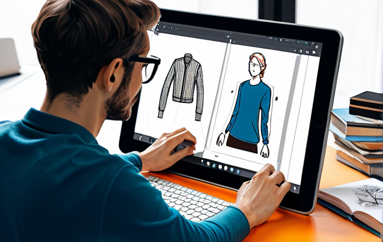"A character designer artist, fully clothed in a casual and comfortable outfit, working on a digital art piece on a large screen tablet, surrounded by sketches and design books in a bright, modern studio. Professional, appropriate content, safe for work, perfect anatomy, natural proportions, well-formed hands."