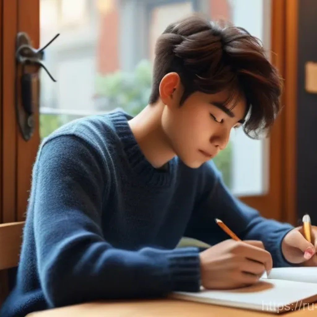 캐릭터디자인 자격증 학습을 위한 무료 자료 활용 - **Prompt:** A focused young character designer, approximately 20-24 years old, sitting in a warmly l...