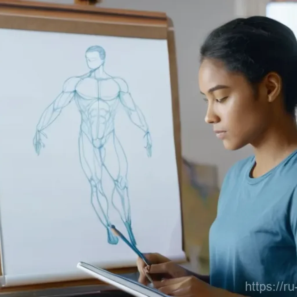 캐릭터디자인 자격증의 필수 참고 자료 - **A focused female artist in a vibrant studio.** A young woman in her early twenties, with a concent...