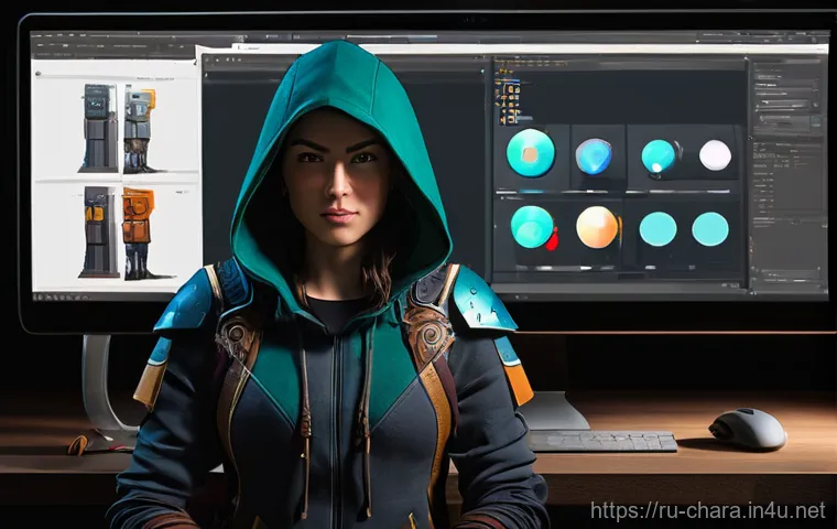 캐릭터디자인 자격증의 필수 참고 자료 - **A focused female artist in a vibrant studio.** A young woman in her early twenties, with a concent...