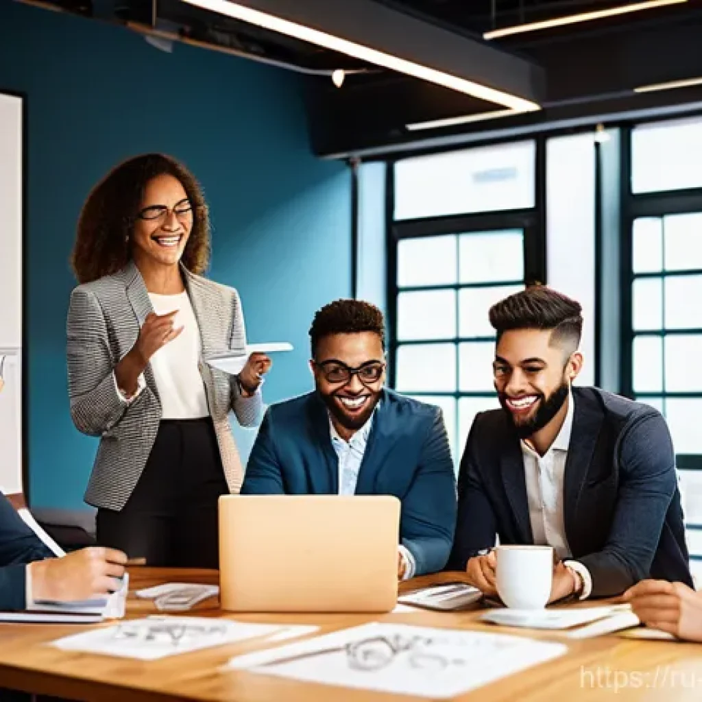 캐릭터디자인 협회 및 네트워크 활용법 - **Networking and Mentorship Session:** A vibrant, brightly lit co-working space where a diverse grou...