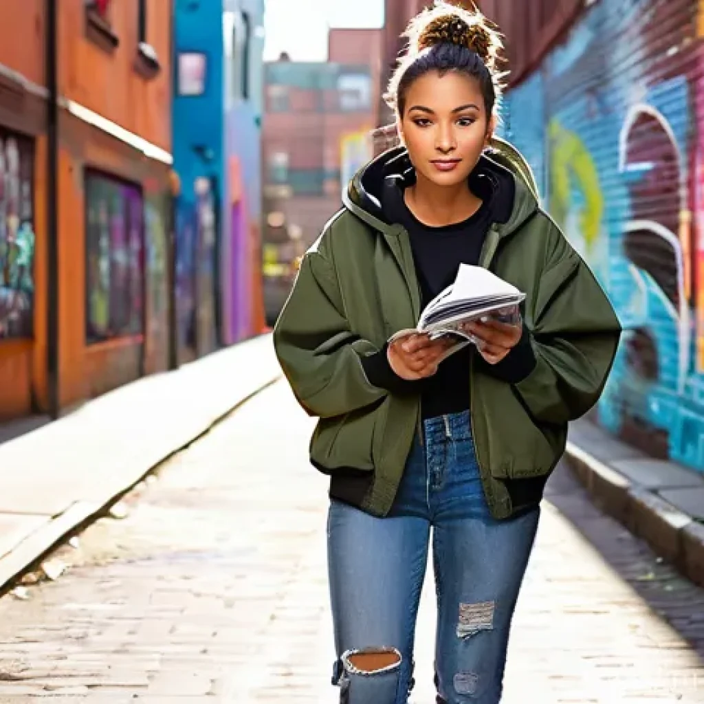 캐릭터디자인 자격증 실기 시험 대비법 - **Prompt 1: Urban Artist in Action**
    A confident female street artist in her mid-20s, with a vib...