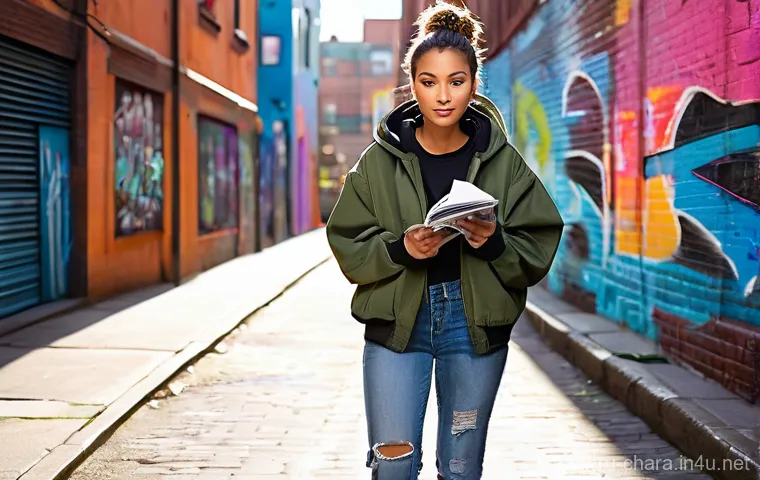 캐릭터디자인 자격증 실기 시험 대비법 - **Prompt 1: Urban Artist in Action**
A confident female street artist in her mid-20s, with a vib...