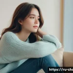 캐릭터디자인 실기와 일러스트 기초 차이점 - A shy young female character wearing a cozy oversized sweater and simple jeans, sitting with a sligh...