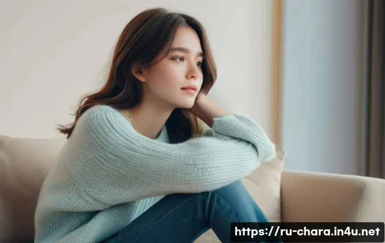 캐릭터디자인 실기와 일러스트 기초 차이점 - A shy young female character wearing a cozy oversized sweater and simple jeans, sitting with a sligh...