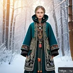 캐릭터디자인 직무에서의 지속적 성장 방법 - A fantasy character inspired by traditional Russian folklore, wearing elaborately detailed, cultural...