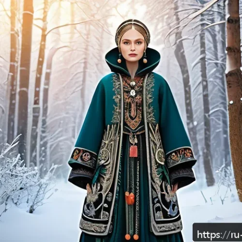 캐릭터디자인 직무에서의 지속적 성장 방법 - A fantasy character inspired by traditional Russian folklore, wearing elaborately detailed, cultural...