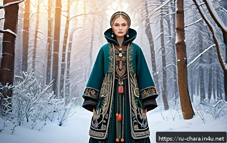 캐릭터디자인 직무에서의 지속적 성장 방법 - A fantasy character inspired by traditional Russian folklore, wearing elaborately detailed, cultural...