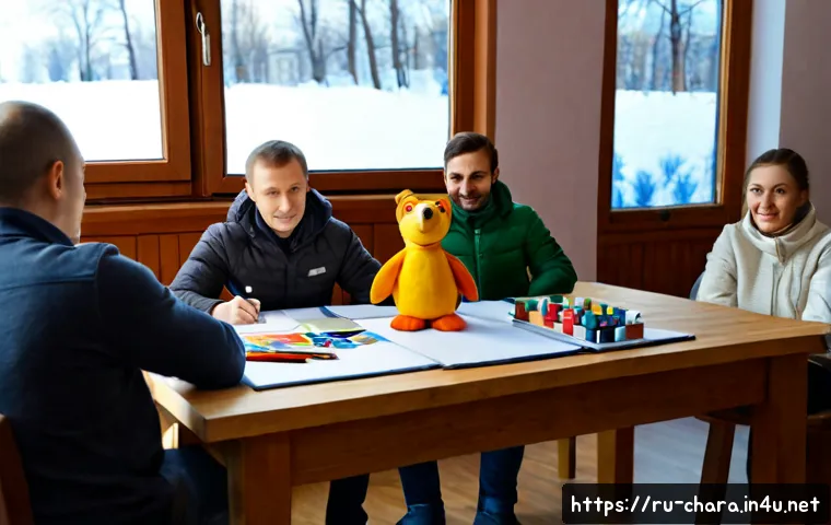 캐릭터디자인 프로젝트 사례 공유 - Photorealistic creative studio scene in Moscow, a Russian character designer presenting colorful ori...
