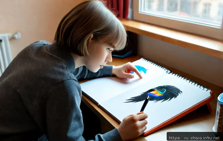 Home 17 캐릭터디자인 독학으로 가능할까 - Photorealistic young Russian adult learning character design independently at a tidy apartment desk ...